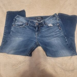 Silver Jeans Women's Blue W 29 X L 22.5 Mid Capri Jeans